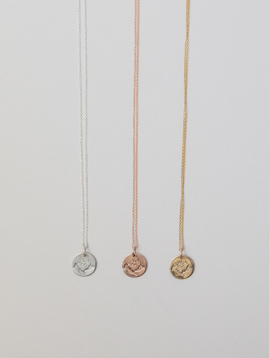 Loops Stamped Mountain Necklace - Silver