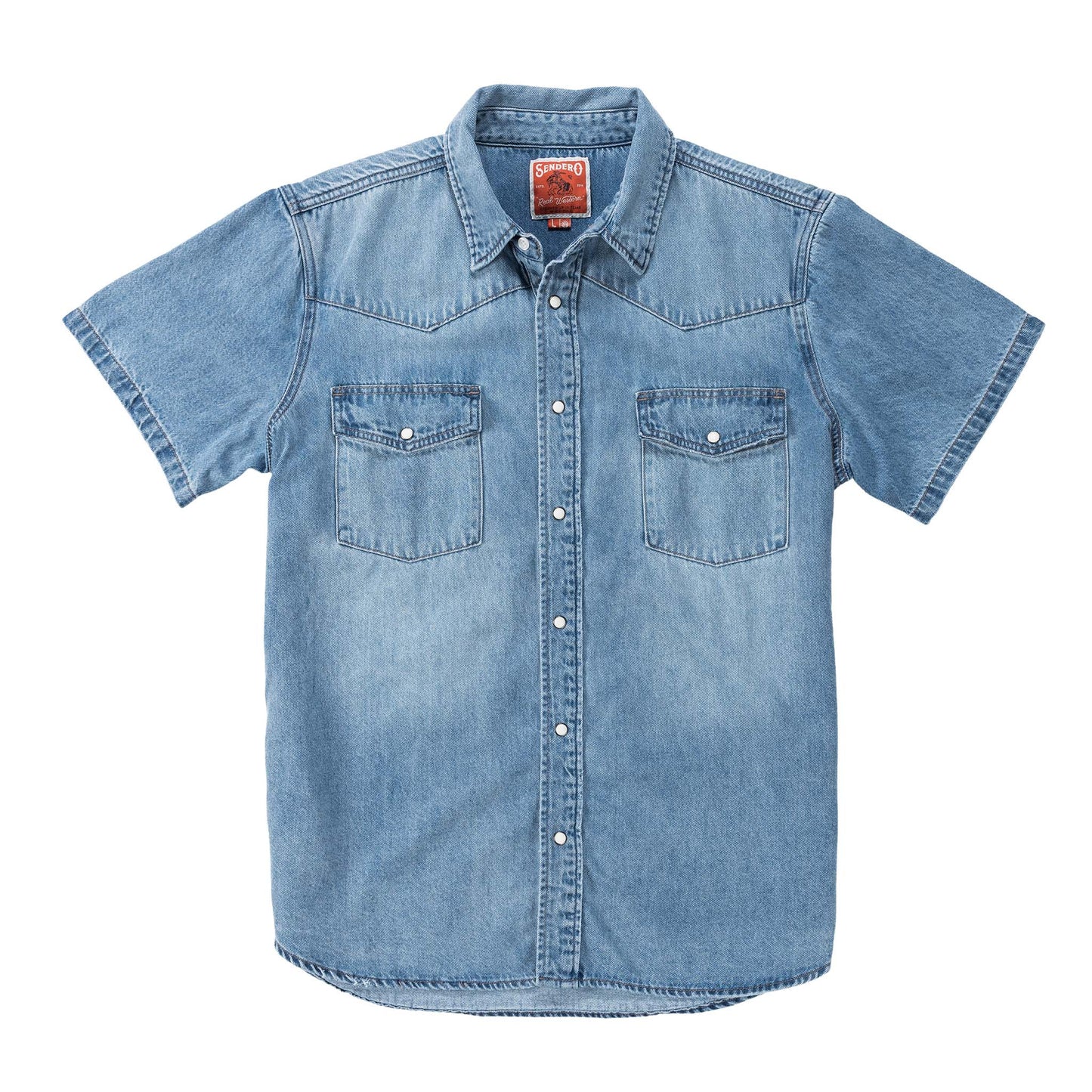 Sendero Men's Wyatt Pearl Snap Short Sleeve - Denim