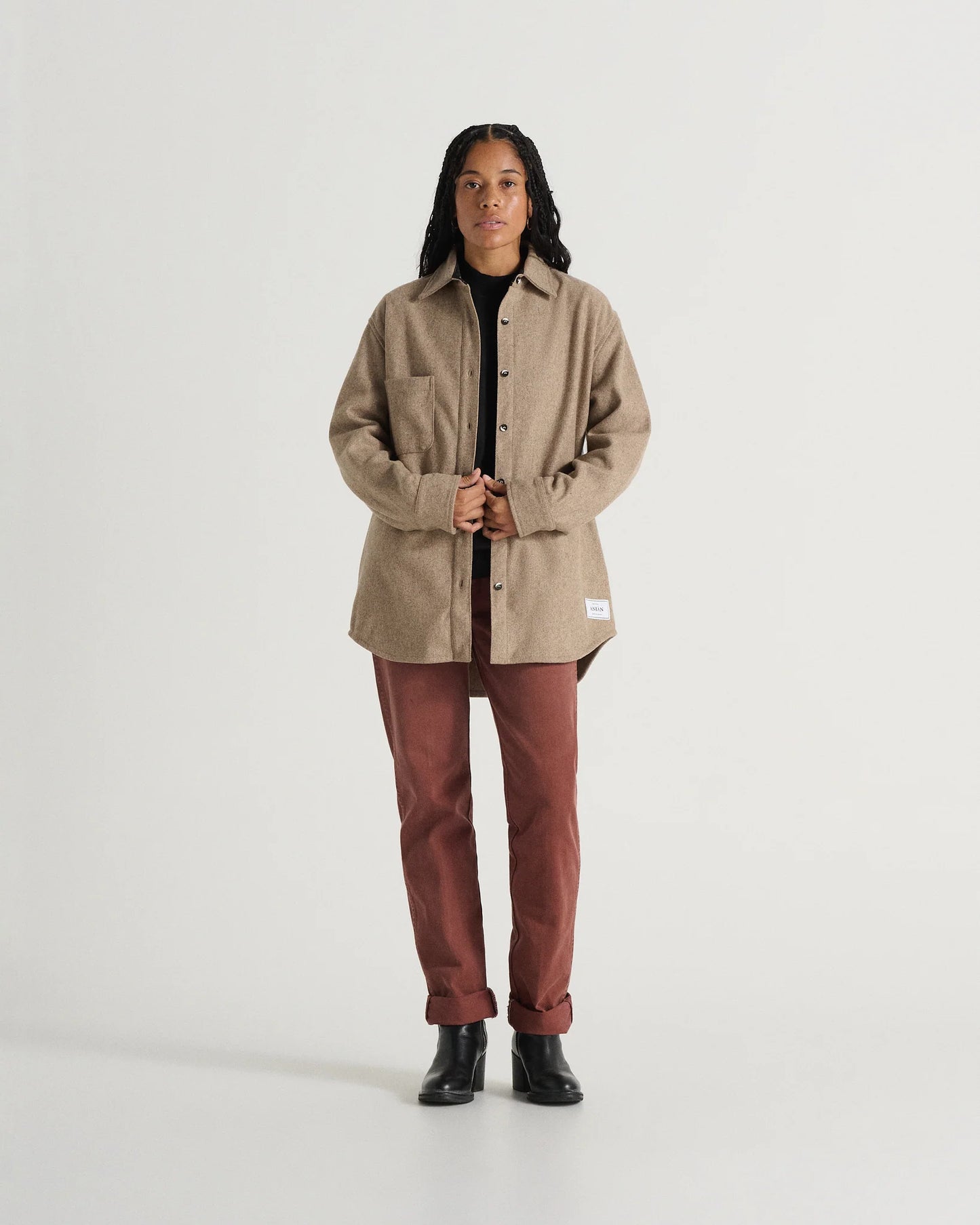 Anian Women's Relaxed Melton Wool in Prairie