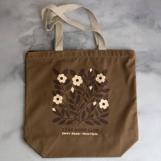 Stay Home Club Big Zippered Canvas Tote