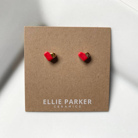 Ellie Parker Heart Red Ceramic Stud Earrings