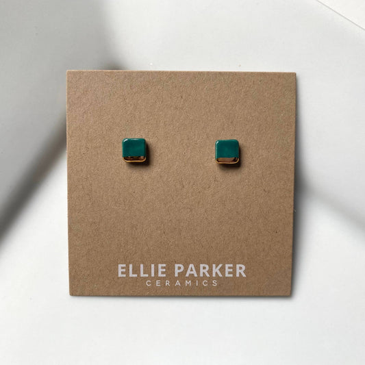 Ellie Parker Square Teal Geometric Ceramic Earrings