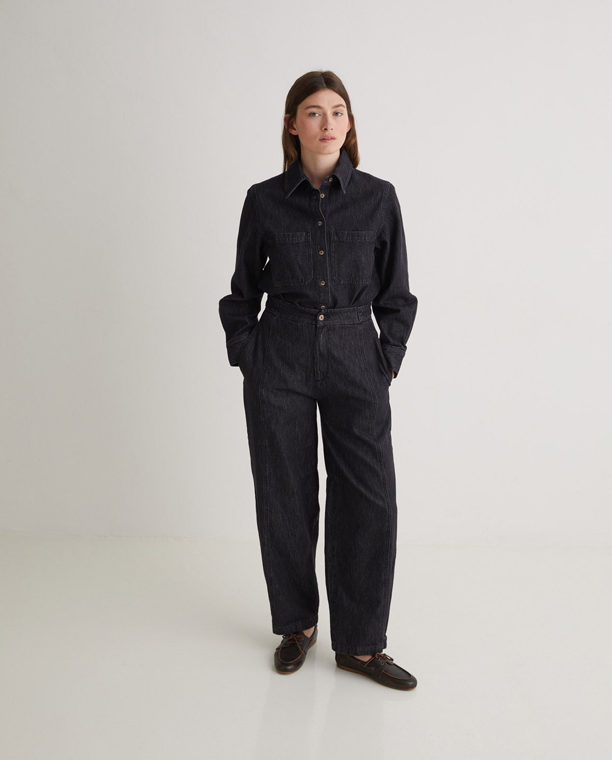 Yerse Balloon Denim Trouser Black