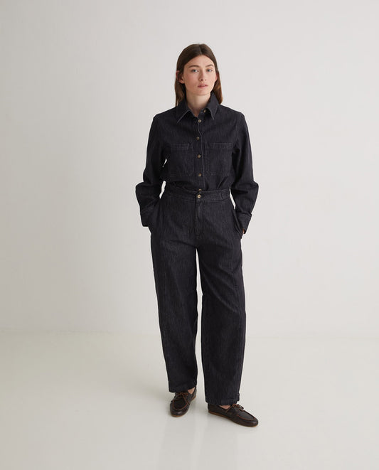 Yerse Balloon Denim Trouser Black