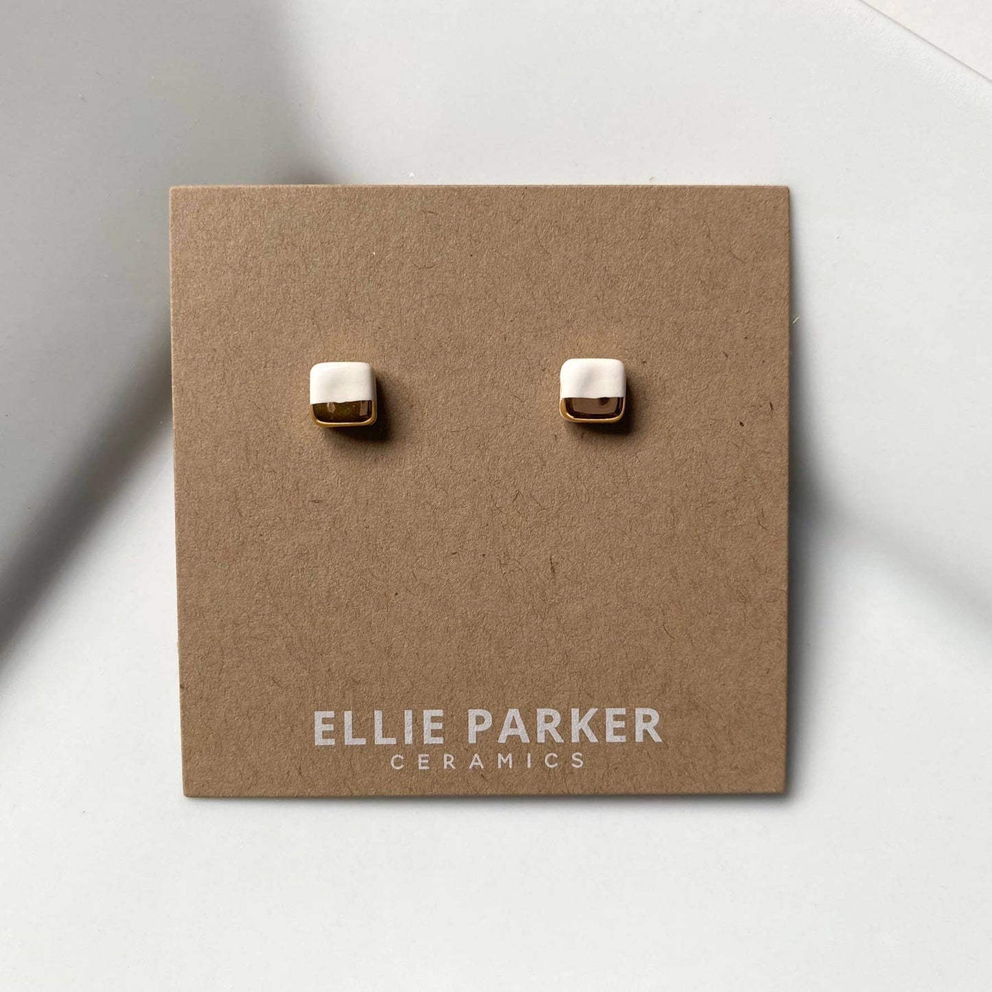 Ellie Parker Square White Geometric Ceramic Earrings