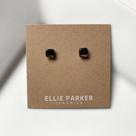 Ellie Parker Square Black Geometric Ceramic Earrings