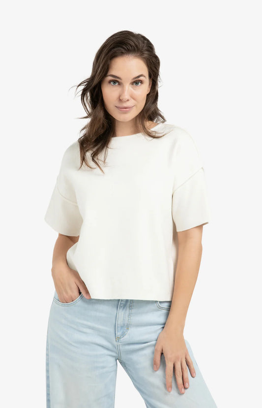 Yaya Seam Detailed Short Sleeve Sweater