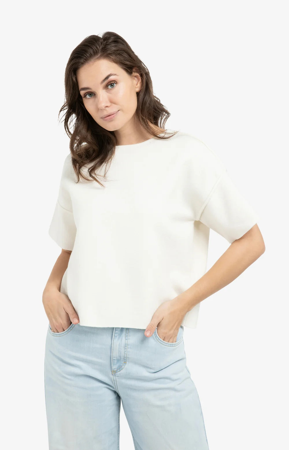 Yaya Seam Detailed Short Sleeve Sweater