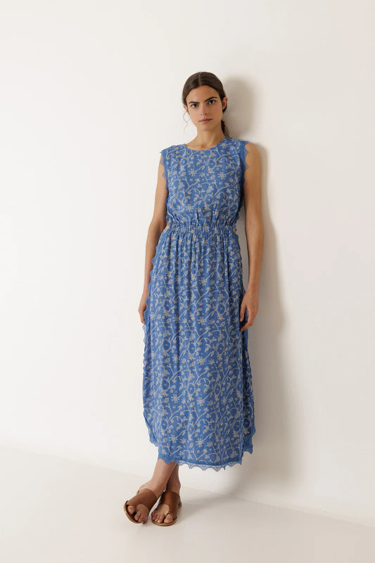 Indi & Cold Blue Dress Embroidered