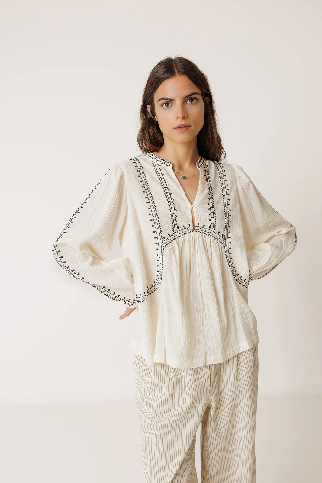 Indi & Cold Embroidered Blouse (2 colours)