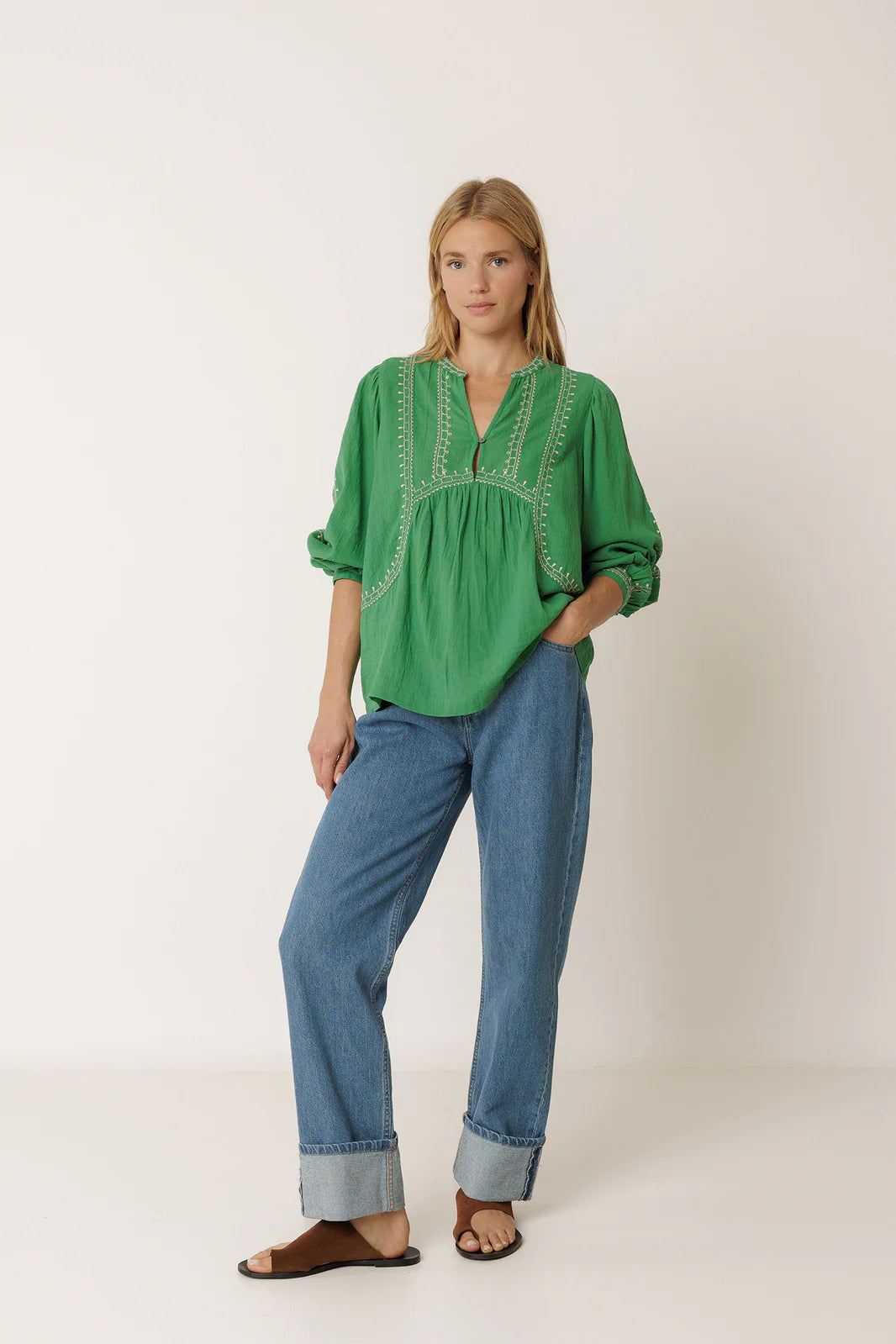 Indi & Cold Embroidered Blouse (2 colours)