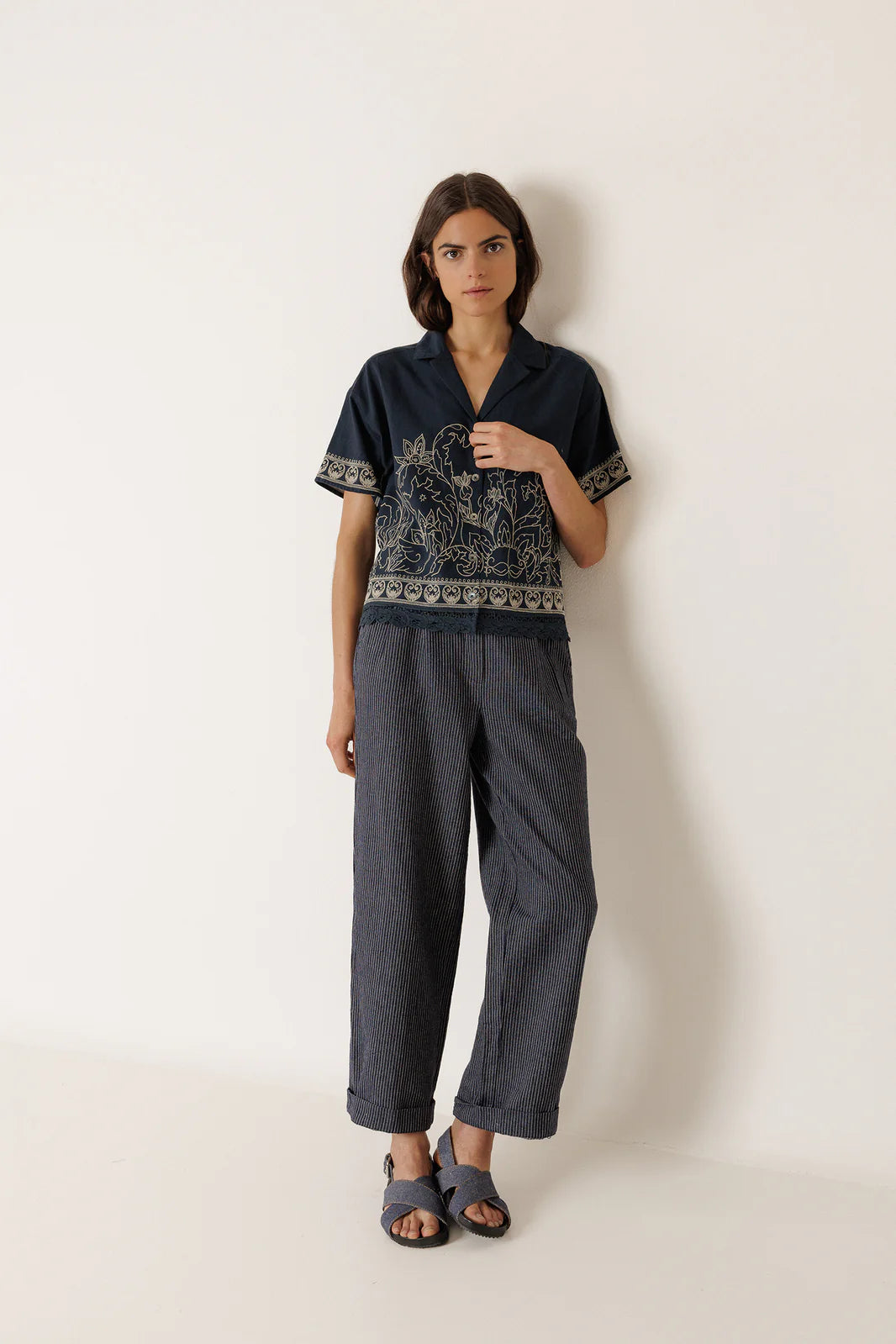 Indi & Cold Pleated Pinstripe Trousers