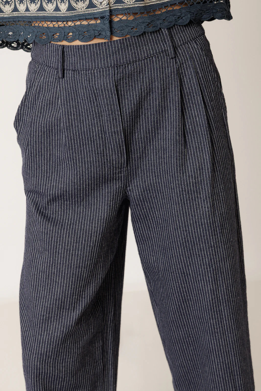 Indi & Cold Pleated Pinstripe Trousers